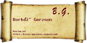 Borkó Gerzson névjegykártya